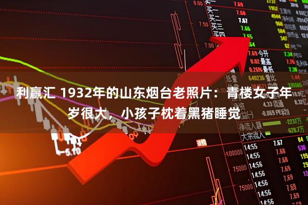 利赢汇 1932年的山东烟台老照片：青楼女子年岁很大，小孩子枕着黑猪睡觉