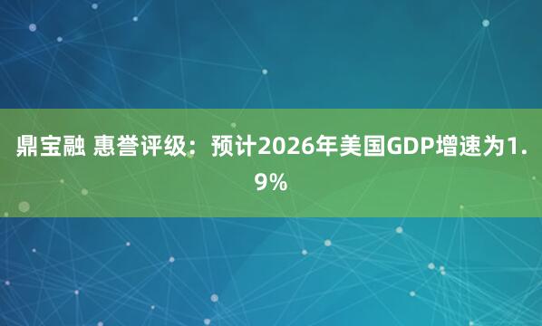 鼎宝融 惠誉评级：预计2026年美国GDP增速为1.9%